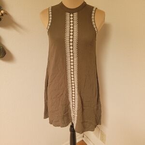 O'Neill Olive Green Embroidered High Neck Dress